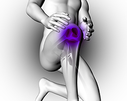 Knee replacement surgery services image with Health Trawell logo.