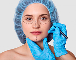 Cosmetic surgery services image with Health Trawell logo.