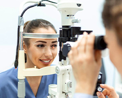 Ophthalmology services image with Health Trawell logo.