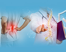 Spine surgery services image with Health Trawell logo.